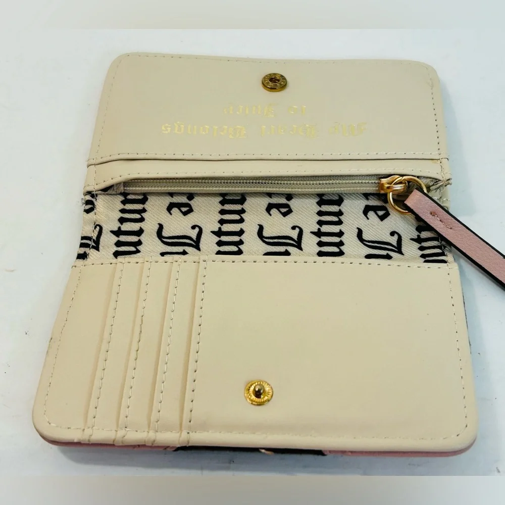 Juicy Couture Retro Vibe Slim Elongated Bifold Wallet, Chocolate / Dusty Blush